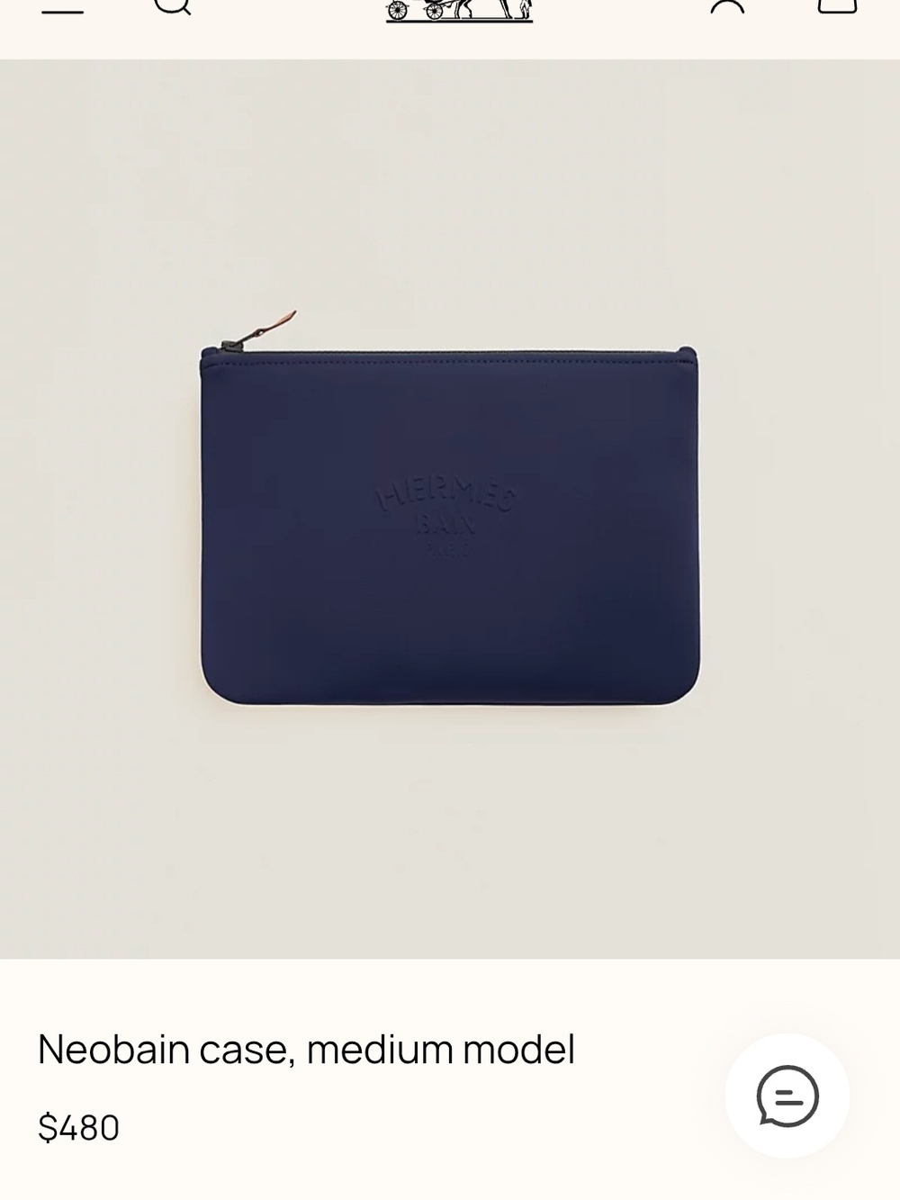 Hermes NEW SOLD OUT Neobain Medium Zip Pouch in Navy